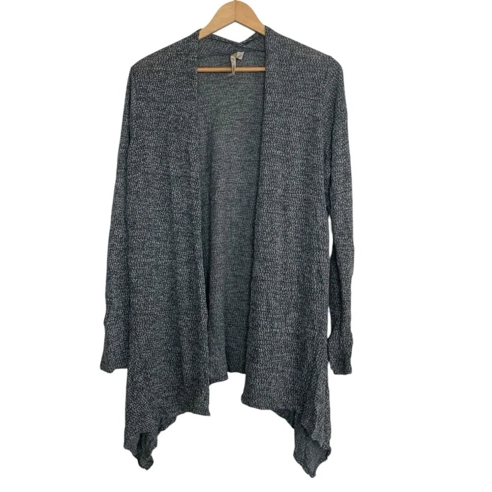 Comfy USA Gray Open Front Waterfall Cardigan Sweater Lightweight Knit Size Small